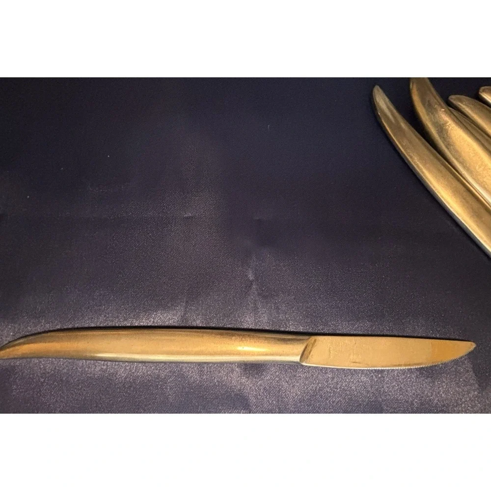 Set of 6 Stainless Steel Steak Knives Handmade Japan 4in Straight Edge Silver[B]